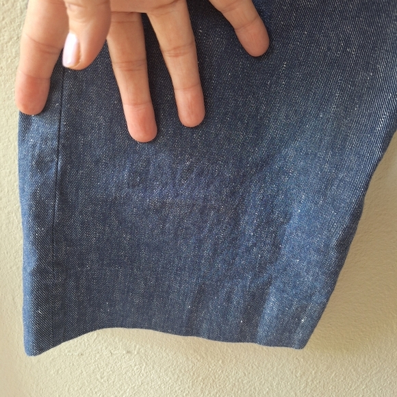 'S Maxmara Womens Crop Linen Blend Relaxed Fit Pants Denim Look Size 10 - Picture 4 of 6